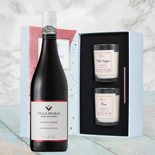 Villa Maria Pinot Noir Private Bin 75cl Red Wine With Love Body & Earth 2 Scented Candle Gift Box